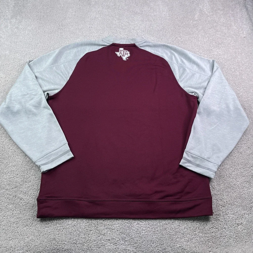 Texas A&M Aggies Sweatshirt Mens Large Maroon Gray Raglan‎ Adidas ClimaWarm